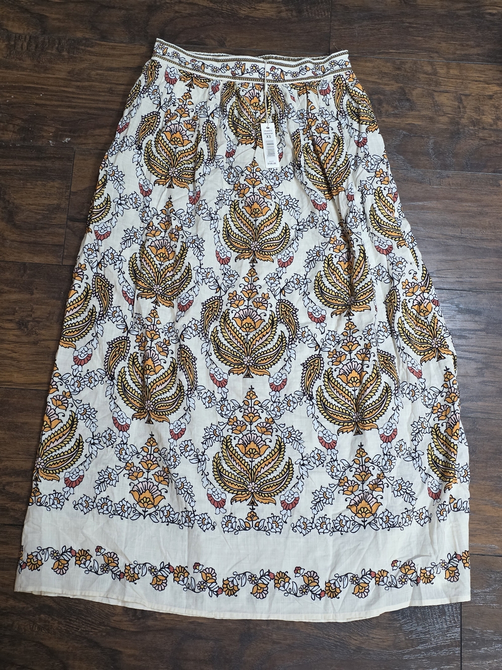 Women’s Boho Floral Print Maxi Skirt - Cream/Yellow